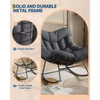 Oversized Papasan Rocking Chair for Adults Indoor/Outdoor, 400lbs Heavy Duty Steel Frame with Extra Thick Cushion, Comfy Egg Swing Chair
