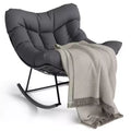 Oversized Papasan Rocking Chair for Adults Indoor/Outdoor, 400lbs Heavy Duty Steel Frame with Extra Thick Cushion, Comfy Egg Swing Chair