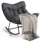 Oversized Papasan Rocking Chair for Adults Indoor/Outdoor, 400lbs Heavy Duty Steel Frame with Extra Thick Cushion, Comfy Egg Swing Chair