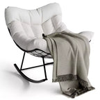Oversized Papasan Rocking Chair for Adults Indoor/Outdoor, 400lbs Heavy Duty Steel Frame with Extra Thick Cushion, Comfy Egg Swing Chair