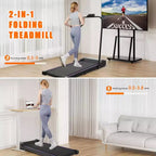 Whisen 2 in 1 Foldable Treadmills, Under Desk Treadmill, Home Exercise Walking Pad, Walking Jogging Machine with Handle Bar