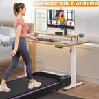 Whisen 2 in 1 Foldable Treadmills, Under Desk Treadmill, Home Exercise Walking Pad, Walking Jogging Machine with Handle Bar