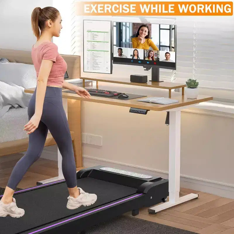 Whisen 2 in 1 Foldable Treadmills, Under Desk Treadmill, Home Exercise Walking Pad, Walking Jogging Machine with Handle Bar