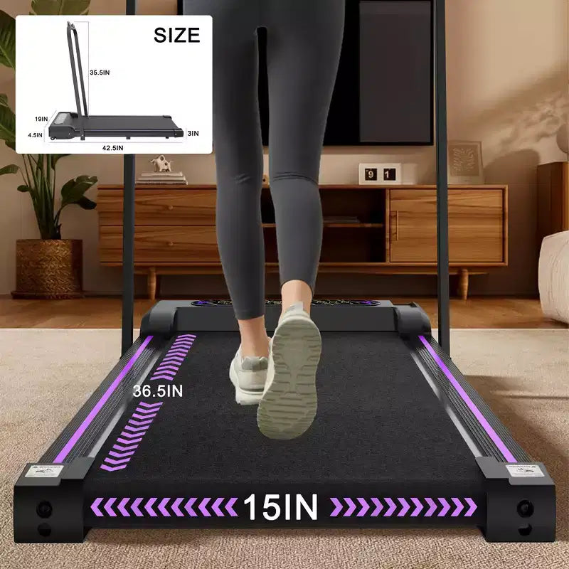 Whisen 2 in 1 Foldable Treadmills, Under Desk Treadmill, Home Exercise Walking Pad, Walking Jogging Machine with Handle Bar