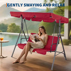3-Seat Outdoor Porch Swing with Adjustable Canopy, Thickened Cushions Glider Bench, UV Resistant Waterproof for Patio