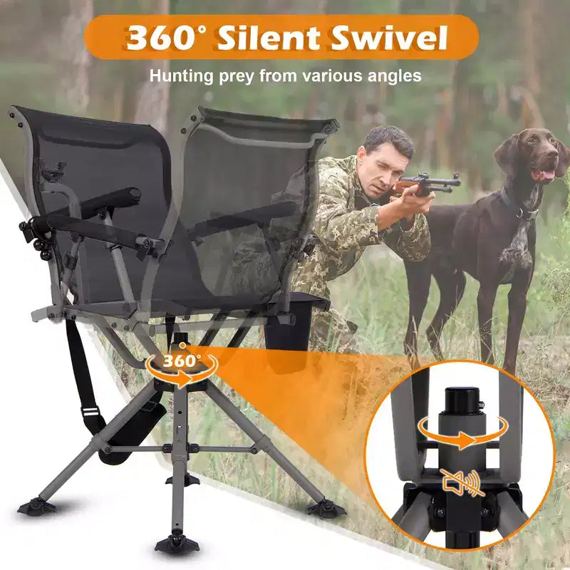 Costway Shooting & Hunting Chair w/ 3 Position Adjustable Legs 360 Silent Swivel