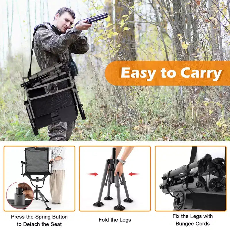 Costway Shooting & Hunting Chair w/ 3 Position Adjustable Legs 360 Silent Swivel