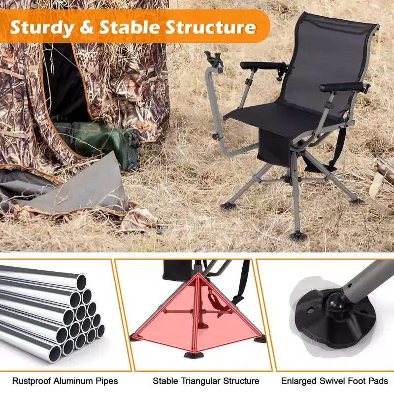Costway Shooting & Hunting Chair w/ 3 Position Adjustable Legs 360 Silent Swivel