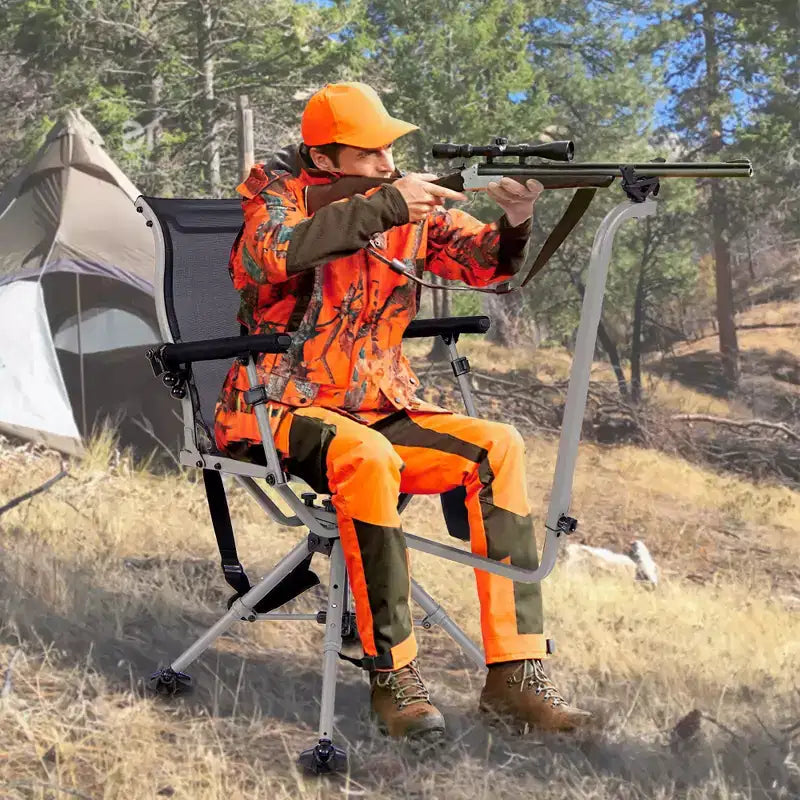 Costway Shooting & Hunting Chair w/ 3 Position Adjustable Legs 360 Silent Swivel