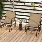 Costway Patio Glider Chair w/ Curved Teak Armrests & Breathable Fabric Seat Outdoor