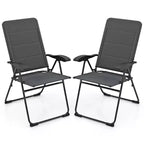 Costway 2PCS Patio Folding Chairs Back Adjustable Reclining Padded Garden Furniture