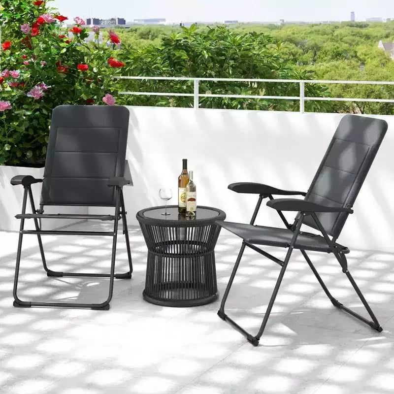 Costway 2PCS Patio Folding Chairs Back Adjustable Reclining Padded Garden Furniture