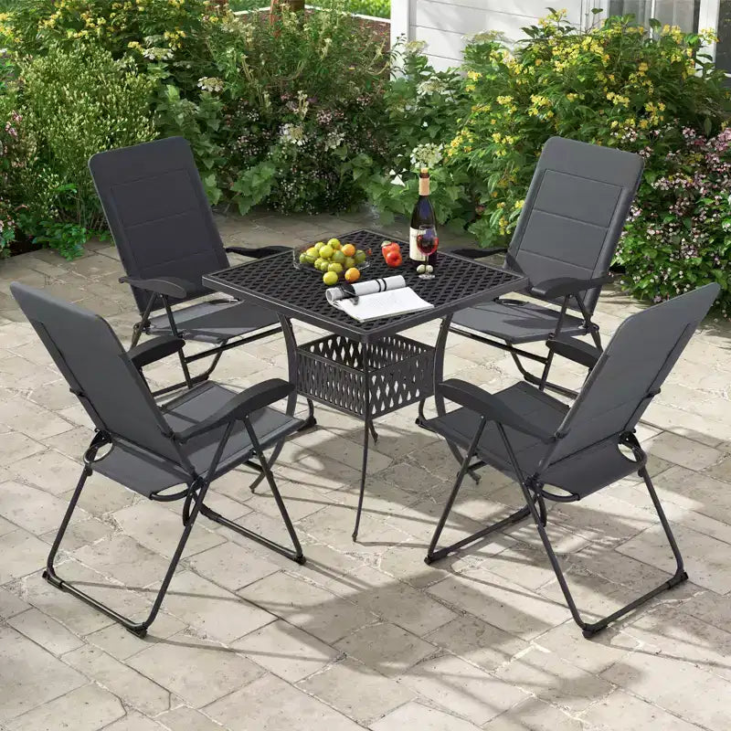 Costway 2PCS Patio Folding Chairs Back Adjustable Reclining Padded Garden Furniture