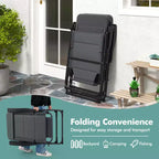 Costway 2PCS Patio Folding Chairs Back Adjustable Reclining Padded Garden Furniture