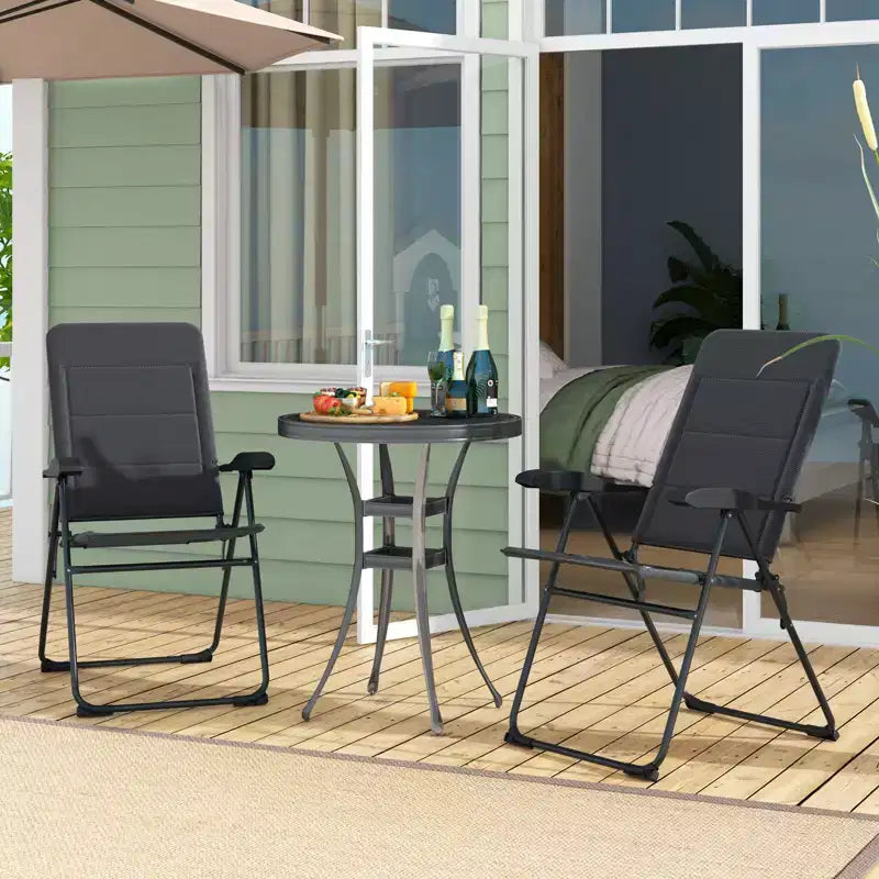 Costway 2PCS Patio Folding Chairs Back Adjustable Reclining Padded Garden Furniture