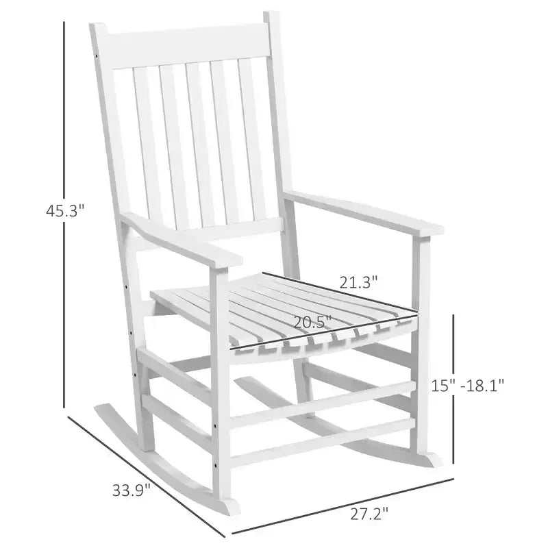 Outdoor Rocking Chair Set of 2, Patio Wooden Rocking Chair with Smooth Armrests, High Back for Garden, Balcony, Porch, Supports Up to 352 lbs
