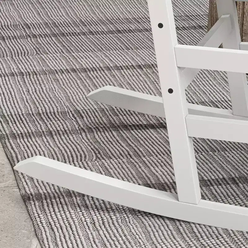Outdoor Rocking Chair Set of 2, Patio Wooden Rocking Chair with Smooth Armrests, High Back for Garden, Balcony, Porch, Supports Up to 352 lbs