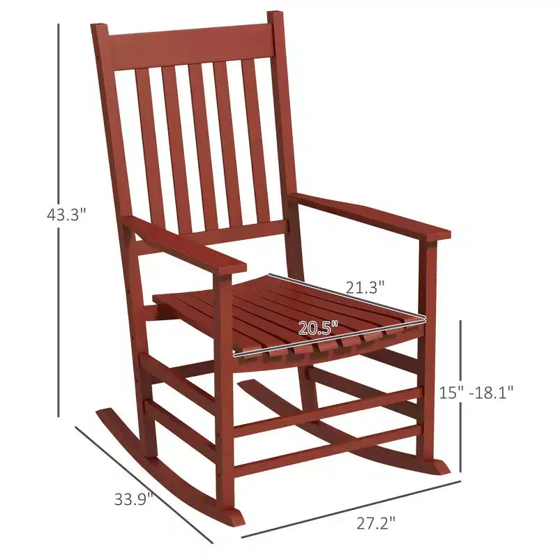 Outdoor Rocking Chair Set of 2, Patio Wooden Rocking Chair with Smooth Armrests, High Back for Garden, Balcony, Porch, Supports Up to 352 lbs
