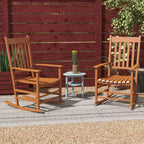 Outdoor Rocking Chair Set of 2, Patio Wooden Rocking Chair with Smooth Armrests, High Back for Garden, Balcony, Porch, Supports Up to 352 lbs