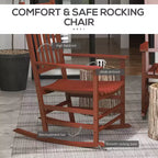 Outdoor Rocking Chair Set of 2, Patio Wooden Rocking Chair with Smooth Armrests, High Back for Garden, Balcony, Porch, Supports Up to 352 lbs