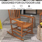 Outdoor Rocking Chair Set of 2, Patio Wooden Rocking Chair with Smooth Armrests, High Back for Garden, Balcony, Porch, Supports Up to 352 lbs