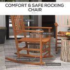 Outdoor Rocking Chair Set of 2, Patio Wooden Rocking Chair with Smooth Armrests, High Back for Garden, Balcony, Porch, Supports Up to 352 lbs