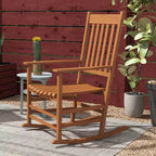 Outdoor Rocking Chair Set of 2, Patio Wooden Rocking Chair with Smooth Armrests, High Back for Garden, Balcony, Porch, Supports Up to 352 lbs
