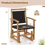 Costway Patio Rattan Glider Chair w/ Acacia Wood Frame & Wicker Seat Back Armrests