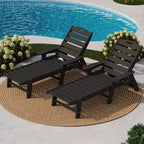 Oversized HDPE Folding Chaise Lounge Chair - 5-Position Adjustable, Integrated Cup Holder, Weather-Resistant Resin, for Patio Poolside Deck