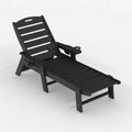 Oversized HDPE Folding Chaise Lounge Chair - 5-Position Adjustable, Integrated Cup Holder, Weather-Resistant Resin, for Patio Poolside Deck