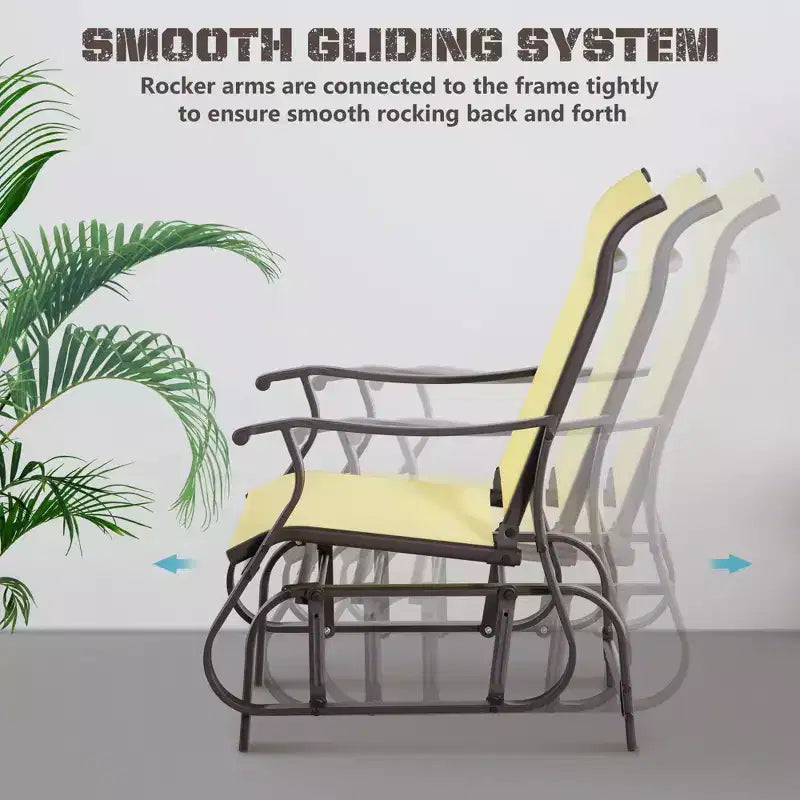 Outdoor Swing Glider Chair, Patio Mesh Rocking Chair with Steel Frame and Mesh Fabric