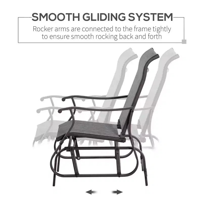 Outdoor Swing Glider Chair, Patio Mesh Rocking Chair with Steel Frame and Mesh Fabric