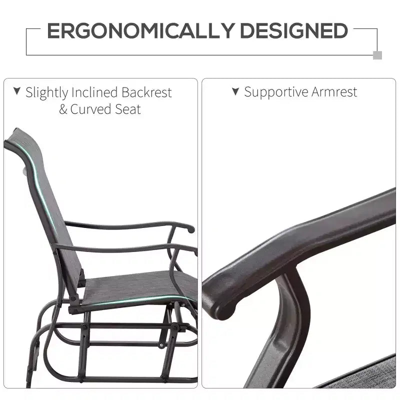 Outdoor Swing Glider Chair, Patio Mesh Rocking Chair with Steel Frame and Mesh Fabric