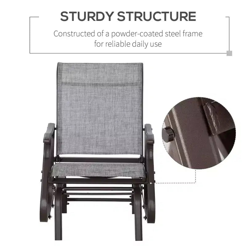 Outdoor Swing Glider Chair, Patio Mesh Rocking Chair with Steel Frame and Mesh Fabric