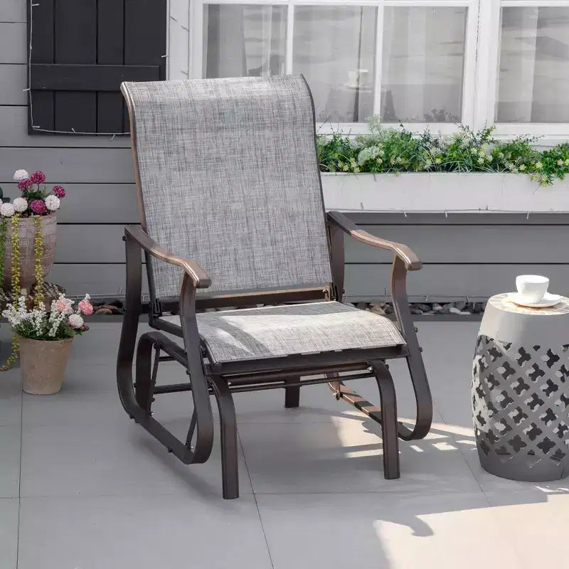Outdoor Swing Glider Chair, Patio Mesh Rocking Chair with Steel Frame and Mesh Fabric