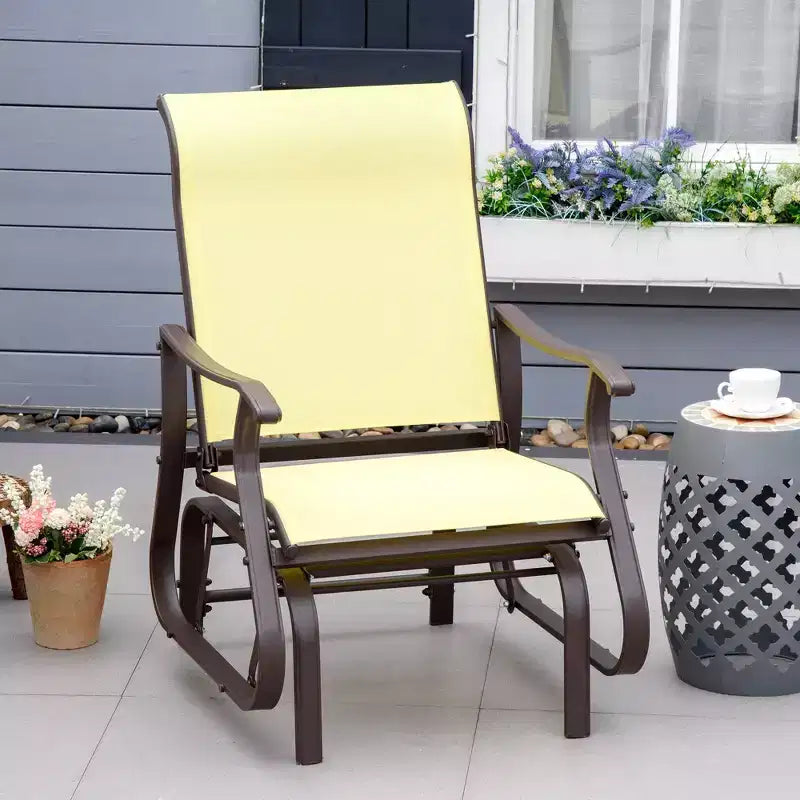 Outdoor Swing Glider Chair, Patio Mesh Rocking Chair with Steel Frame and Mesh Fabric