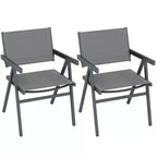 Costway Patio Chairs Set of 2/4 w/Breathable Fabric Seat & Tilt Backrest Comfy Armrest