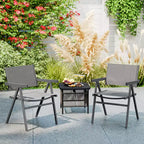 Costway Patio Chairs Set of 2/4 w/Breathable Fabric Seat & Tilt Backrest Comfy Armrest