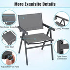 Costway Patio Chairs Set of 2/4 w/Breathable Fabric Seat & Tilt Backrest Comfy Armrest