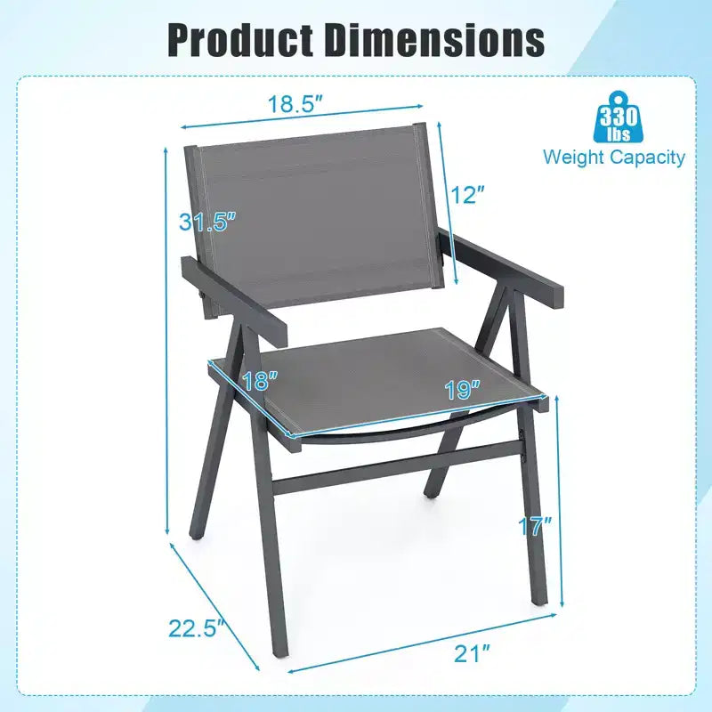 Costway Patio Chairs Set of 2/4 w/Breathable Fabric Seat & Tilt Backrest Comfy Armrest