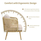 GDFStudio Calista Boho Wicker Barrel Outdoor Accent Chair Set with Cushions (Set of 2)
