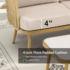 GDFStudio Calista Boho Wicker Barrel Outdoor Accent Chair Set with Cushions (Set of 2)