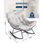 Heavy Duty Outdoor Rocking Papasan Chair, Metal Patio Rocker with Waterproof Cushion for Porch, Garden, Living Room & Indoor Lounge