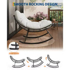 Heavy Duty Outdoor Rocking Papasan Chair, Metal Patio Rocker with Waterproof Cushion for Porch, Garden, Living Room & Indoor Lounge