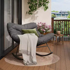 Heavy Duty Outdoor Rocking Papasan Chair, Metal Patio Rocker with Waterproof Cushion for Porch, Garden, Living Room & Indoor Lounge