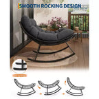 Heavy Duty Outdoor Rocking Papasan Chair, Metal Patio Rocker with Waterproof Cushion for Porch, Garden, Living Room & Indoor Lounge
