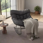 Heavy Duty Outdoor Rocking Papasan Chair, Metal Patio Rocker with Waterproof Cushion for Porch, Garden, Living Room & Indoor Lounge