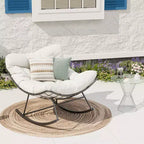 Heavy Duty Outdoor Rocking Papasan Chair, Metal Patio Rocker with Waterproof Cushion for Porch, Garden, Living Room & Indoor Lounge
