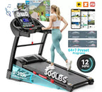 400lbs Portable Folding Treadmill,12MPH 5HP Treadmill w/ 20% Incline for Home Office,APP Control,Walking Running Exercise Treadmill w/ Knee Strap