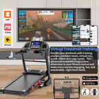400lbs Portable Folding Treadmill,12MPH 5HP Treadmill w/ 20% Incline for Home Office,APP Control,Walking Running Exercise Treadmill w/ Knee Strap